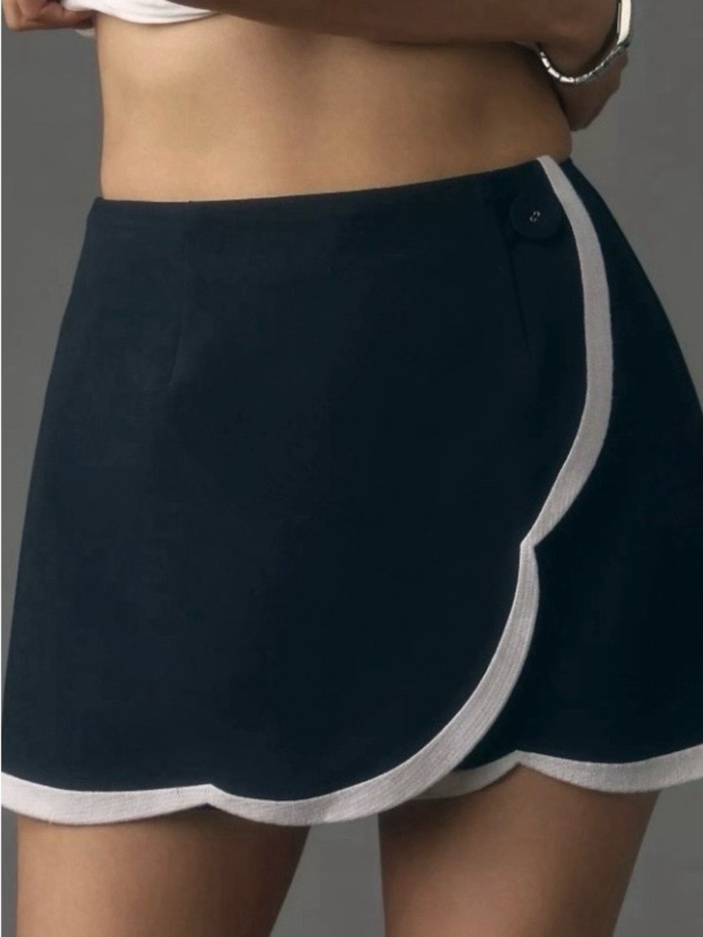 Anthropologie Maeve Navy Scallop Trim Skorts